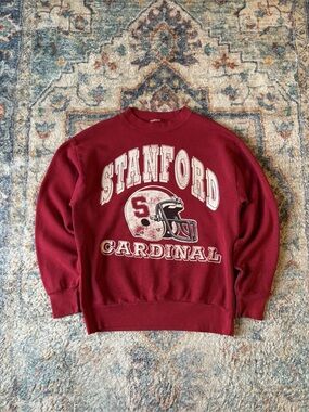 Vintage Stanford Cardinals Football Helmet Crewneck Large
